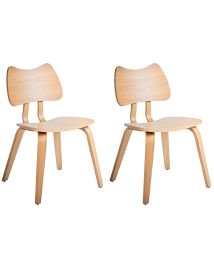 AIAND Set of 2 Dining Chairs Wood Light Brown