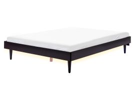 OUNCY Bedframe with LED Wood 160 x 200cm EU Kingsize Bed Black