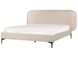SUZZA Bedframe Velvet 140 x 200cm EU Double Bed Light Beige