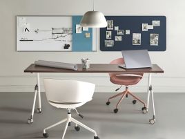 FEXUFA Foldable Office Desk - Dark Brown and White, 180cm