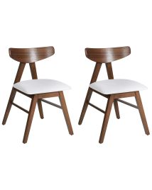 LTCOAA Set of 2 Dining Chairs Wood Dark Brown/ Grey