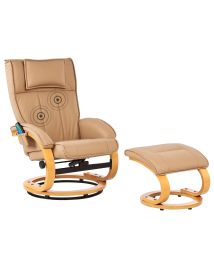 Massage Chair MAJESTIC with Footstool Faux Leather Light Brown