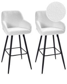 Set of 2 Bar Chairs CASMALIA Boucle Off-White