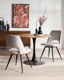 DARUXO Velvet Dining Chairs Set of 2 - Light Beige