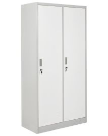 CLARESTON Metal Double Door Office Storage Locker Cabinet - Grey with White