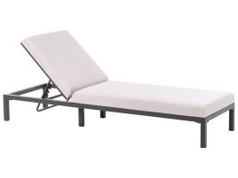 MELDENFORD Metal Sun Lounger with Cushion - Light Beige