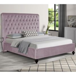 Fiona Plush Velvet Bed - Pink in 5 Sizes