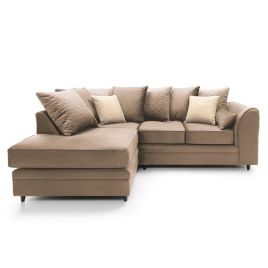 NIOMI Velvet 4 Seater L Shaped - Left Hand Facing Corner Sofa - Tan Brown
