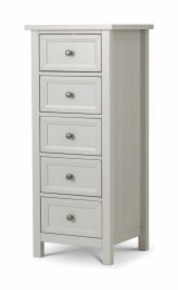 Maine 5 Drawer Tall Storage Chest - Grey