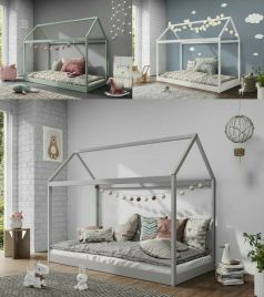 Pine House Bed Kids Sleeper Low Canopy Wooden Frame - Single 3FT