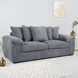 3 Seater Sofa - AMALFI Scatter Back Jumbo Cord Charcoal