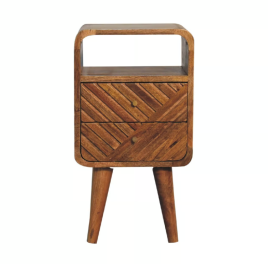 Bedside Table - LEWA Curved Nightstand Oak 30cm