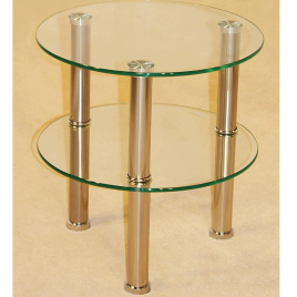 Freshwater Round 2 Shelf Lamp Table - Elegance and Functionality Combined - Clear Glass Top