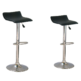 Salford Chrome Bar Stool Pair with Adjustable Features - Black