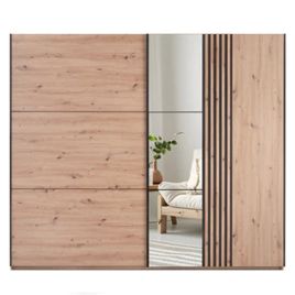 SENTRA 2 Door Mirrored Sliding Wardrobe Medium Oak - 250cm
