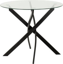 Sheldon Round Glass Top Dining Table - Clear Glass Black