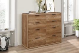 Oak Finish Chest of Drawers - STROUD Large Chest 8 Drawers Double Chest