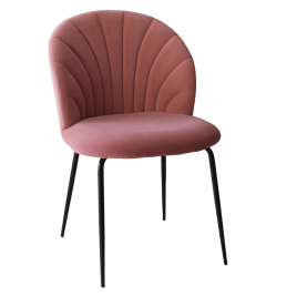 Talbot Luxurious Dining Chairs with Pink Velvet and Black Metal Legs - Set of 4