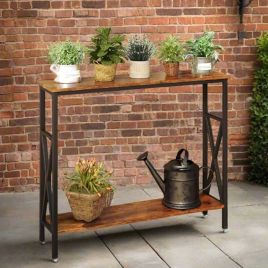 VANTORA Console Table Slim Table for Home or Garden - Rustic Brown