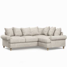 Corner Sofa - LUXE Fabric 3 Seater Left Hand Facing - Cream
