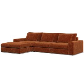 Corner Sofa - SOVA Fabric 3 Seater Right Hand Facing Deep Terra - Footstool End
