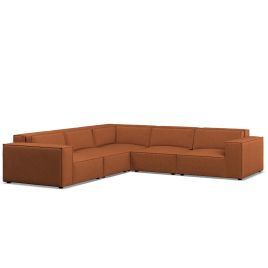Corner Sofa - LUCCA Fabric 5 Seater Right Hand Facing Terra