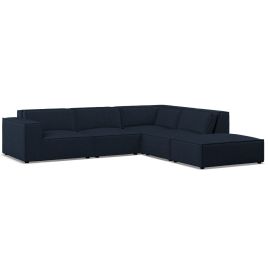 Corner Sofa - LUCCA Fabric 5 Seater Left Hand Facing - Deep Blue