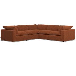 Corner Sofa - PUEBLA Fabric 4 Seater Right Hand Facing Saffron