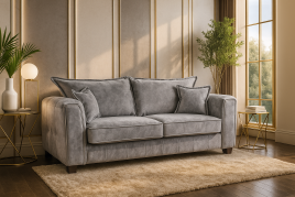 SOLARAE Fabric 3 Seater Sofa - Grey