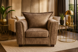 SOLARAE Fabric Single Sofa Armchair - Brown