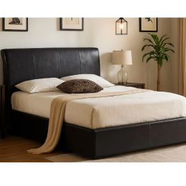 Texas Faux Leather Ottoman Storage Bed - Double 4ft6 - Brown