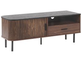 TV Stand Dark Wood with Black JOSE