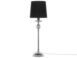 Table Lamp Silver Metal Base Black Empire Shade Glass Accents Shade 