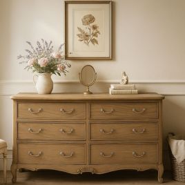 ALDERBROOK Oak Finish Chest of Drawers - Extra Large-sized, 6 Drawers, Double