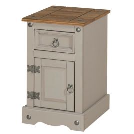 Corona Bedside Pot Cupboard 1 Door and Drawer - Grey Wax 