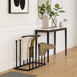 QUENTARA Free-Standing Metal Boot Rack for Tall Shoes - Black