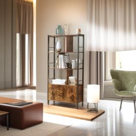 INVERIS Bookcase 4-Tier Unit with Doors - Rustic Brown