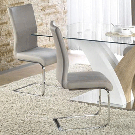 Maverick Set of 2 PU Chairs - Chrome and Grey