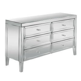 VAUGHAN Silver Chest of Drawers - Large-sized, 6 Drawers, Double, Mirrored