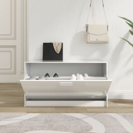 Shoe Bench High Gloss White 80x24x45cm Engineered Wood