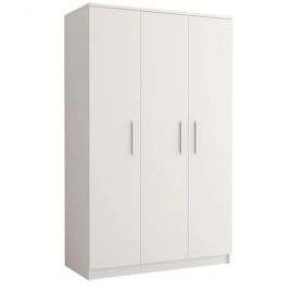 Wardrobe - ORMISTON 3 Door Wardrobe White Matt 120cm