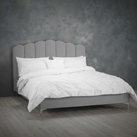 Willow Fluted Petal Design Upholstered Kingsize Bed - Silver