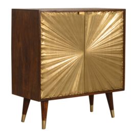 Nordic Style Manila Gold 2 Door Chest of Drawer - Mango Wood