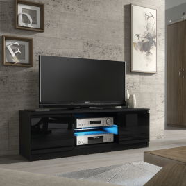 Stylish TV Unit and Sideboard Cabinet with Ample Storage and Free LED Lighting 120cm - Black