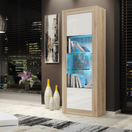 Stylish Cabinet Sideboard and Display Unit with Ample Storage and Free LED Lighting 170cm - Oak and White