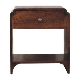 CALIRON Bedside Table - Walnut Wood Storage Unit - Walnut