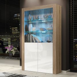 MENTON Display Cabinet 170cm - Natural Oak