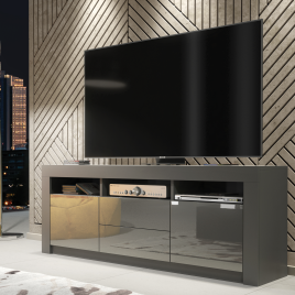 URFI Modern TV Unit Matt Body with High Gloss Fronts 160cm - Grey