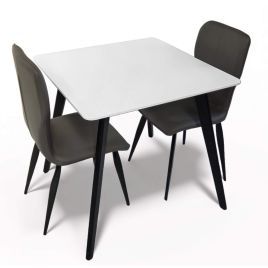 FLANDERS Dining Table White with Black Legs - Small