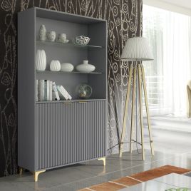 PERUGIA Crest Display Cabinet 175cm - Dark Grey